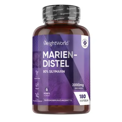 Mariendistel 2.000 mg, 180 Kapseln - Ideal für Leber und Verdauung WeightWorld