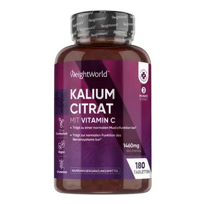 Kaliumcitrat Tabletten – 180 Stk. für den Elektrolytausgleich 1380 mg I WeightWorld