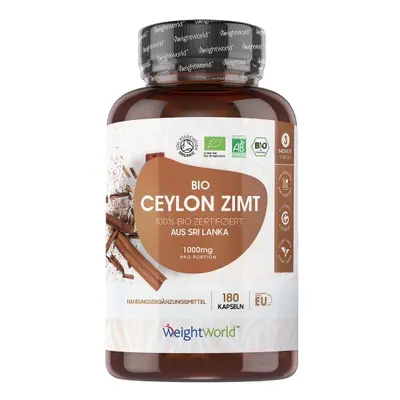 Bio Ceylon Zimt Kapseln - 500mg 180 Kapseln - 100% Bio Cassia Zimt höchster Qualität aus Sri Lan