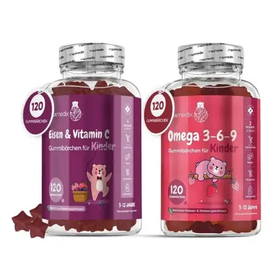 Kinder-Nahrungsergänzung: Omega 3-6-9 Gummibärchen & Eisen-Vitamin C Fruchtgummis I Gummis mit l