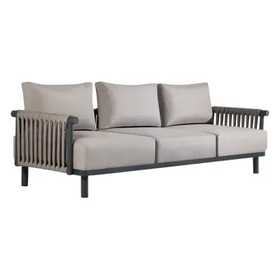 Sofa Papatya Breeze Sofa LS03 anthrazit, graubraune Kordel, graubrauner Stoff