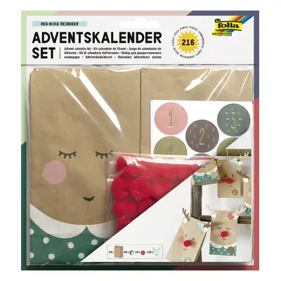 Folia Adventskalender-Set RED NOSE REINDEER, 216-teilig