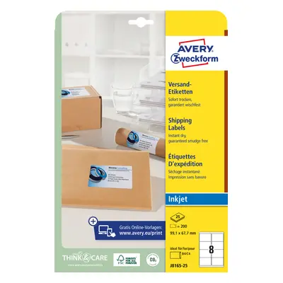 AVERY Zweckform Inkjet Versand-Etiketten, 99,1 x 67,7 mm