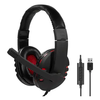 LogiLink USB-Headset High Quality, mit Mikrofon, schwarz/rot