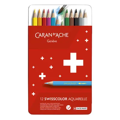 CARAN D, ACHE Buntstifte Swisscolor Aquarelle,12er Metalletui