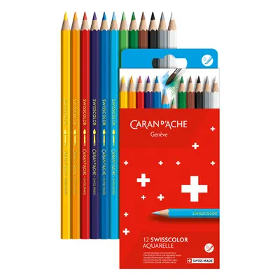 CARAN D, ACHE Buntstifte Swisscolor Aquarelle,12er Kartonetui