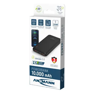 ANSMANN Powerbank PB320PD, 10.000 mAh, schwarz