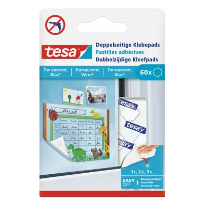 Tesa Klebepads, transparent, beidseitig klebend, sechseckig