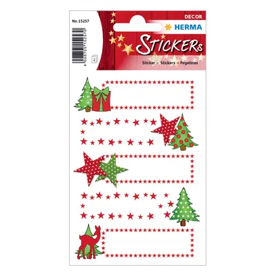 HERMA Weihnachts-Sticker DECOR , Sterne & Tanne, , beglimmert