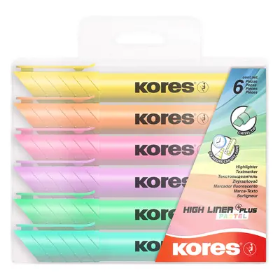 Kores Textmarker , HIGH LINER PLUS, , Pastellfarben, 6er Etui