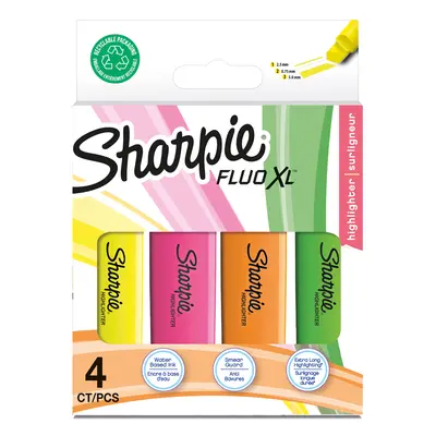 Sharpie Textmarker FLUO XL, farbig sortiert, 4er Blister