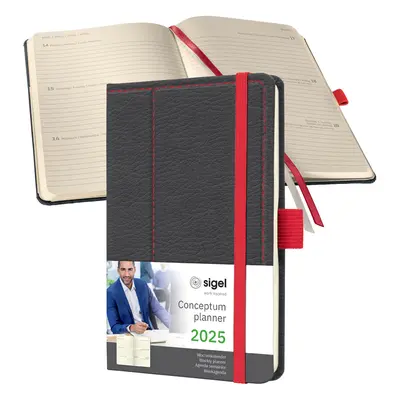 Sigel Taschenkalender Conceptum Design Casual 2025, grau/rot