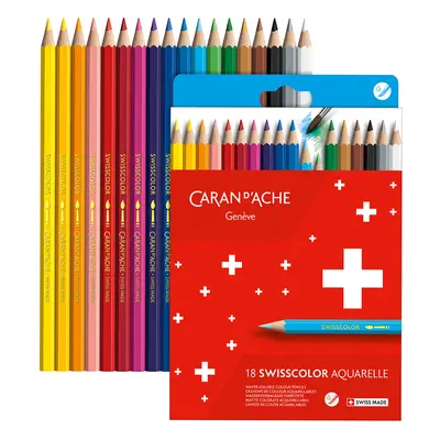 CARAN D, ACHE Buntstifte Swisscolor Aquarelle,18er Kartonetui