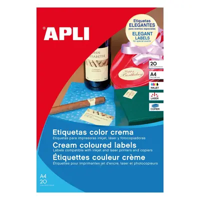 APLI Universal-Etiketten oval, 63,5 x 42,3 mm, creme