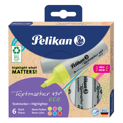 Pelikan Textmarker 490 eco, 6er Set Neon-Farben