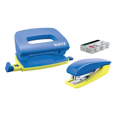 LEITZ Mini Heftgerät- & Locher-Set Urban Chic, blau