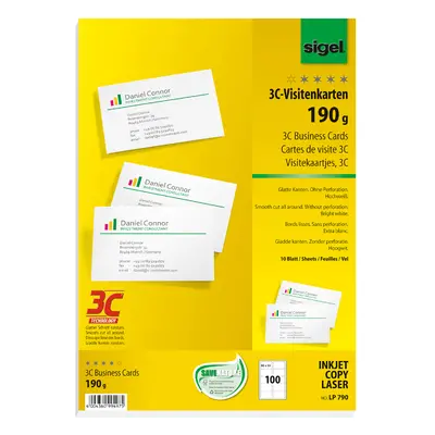 Sigel PC-Visitenkarten, 85 x 55 mm, 225 g/qm, hochweiß