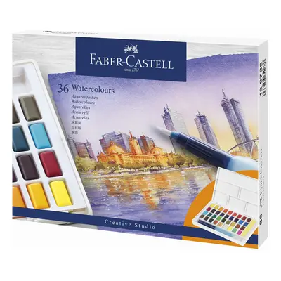 FABER-CASTELL Aquarellfarbe in Näpfchen, 36er Etui