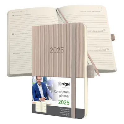 Sigel Taschenkalender Conceptum 2025, ca. DIN A6, taupe