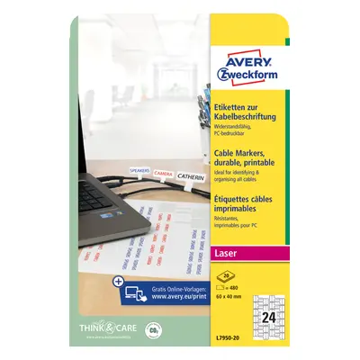 AVERY Zweckform Kabel-Etiketten, 60 x 40 mm, weiß, Laser