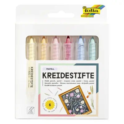 Folia Kreidestifte-Set PASTELL, farbig sortiert, 6er Etui