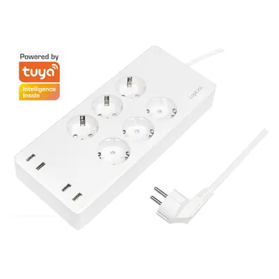 LogiLink Wi-Fi Smart Steckdosenleiste, 6-fach + 4x USB, weiß