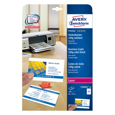 AVERY Zweckform Quick & Clean Visitenkarten, satiniert