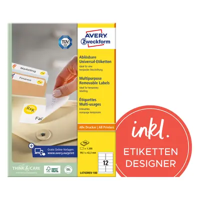 AVERY Zweckform Universal-Etiketten, 99,1 x 42,3 mm, weiß