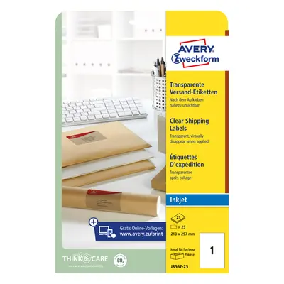 AVERY Zweckform Transparente Adress-Etiketten, 210 x 297 mm