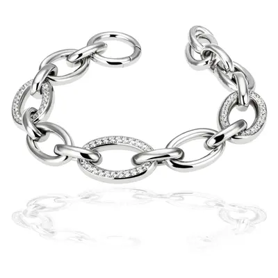 Armband Ankerkette massiv 925 Sterlingsilber 156 Zirkonia, 21 cm