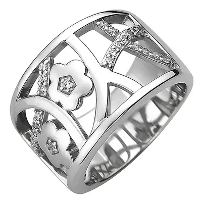 SIGO Damen Ring breit 925 Sterling Silber 25 Zirkonia Silberring