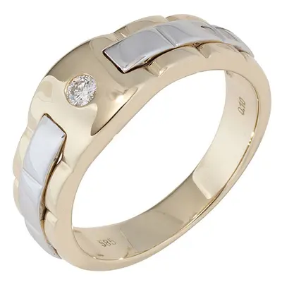 SIGO Herren Ring 585 Gold Gelbgold Weißgold bicolor 1 Diamant Brillant Herrenring