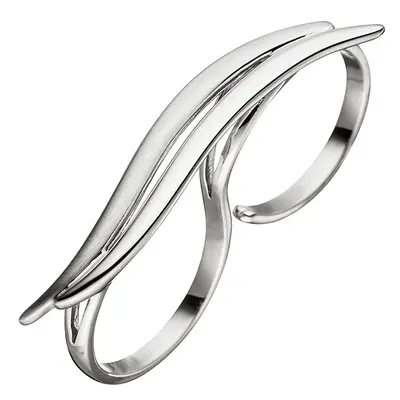 SIGO Damen Ring Zweifingerring 925 Sterling Silber matt mattiert Silberring 2 Finger