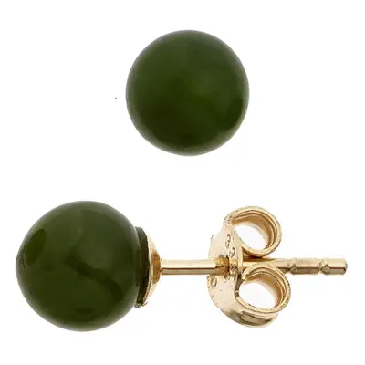 SIGO Ohrstecker Kugel 333 Gold Gelbgold 2 Jade Steine grün Ohrringe Goldohrstecker