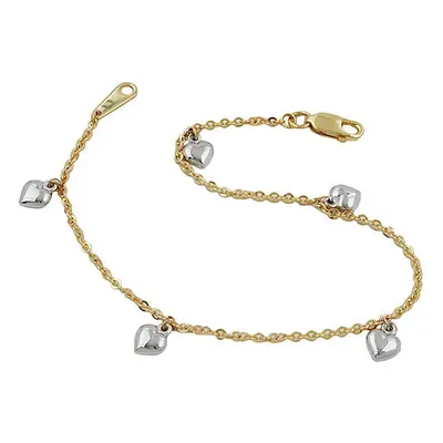 SIGO Armband, Ankerkette mit Herzen, Gold 375