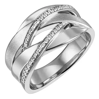 SIGO Damen Ring breit 925 Sterling Silber 34 Zirkonia Silberring