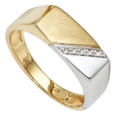 SIGO Herren Ring 585 Gold Gelbgold Weißgold bicolor 5 Diamanten Herrenring