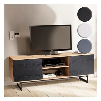 FineBuy Lowboard Eiche-Dekor 150x55x40 cm TV-Kommode Modern, Design TV-Schrank Hoch, Fernsehtisc