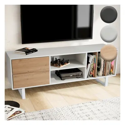 FineBuy Lowboard Eiche-Dekor 150x55x40 cm TV-Kommode Modern, Design TV-Schrank Hoch, Fernsehtisc