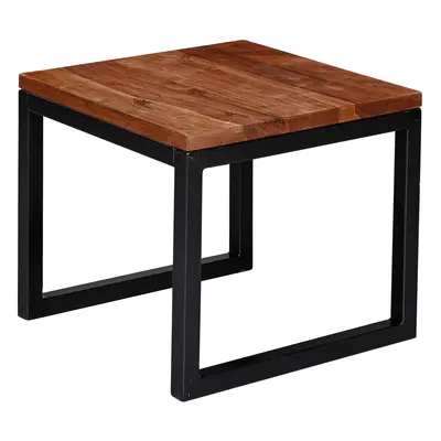 FineBuy Beistelltisch 45x40x45 cm Sheesham Massivholz / Metall Wohnzimmertisch, Industrial Style