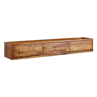 FineBuy Lowboard Hängend Sheesham Massivholz 160x25x35 cm TV-Schrank Braun, Design Fernsehtisch 