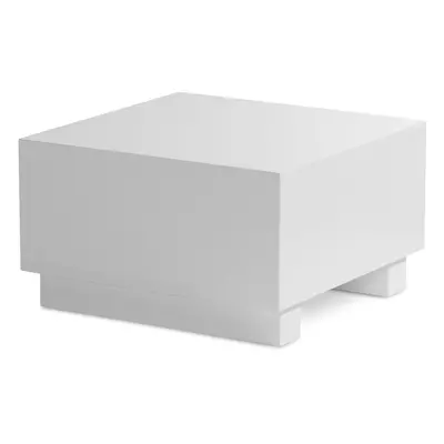 FineBuy Couchtisch MONOBLOC 60x60x35 cm Weiß Hochglanz, Wohnzimmertisch Cube Quadratisch, Design