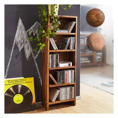 FineBuy CD Regal Massivholz Standregal 90 cm hoch CD-Aufbewahrung 5 Fächer Bücherregal Natur Lan