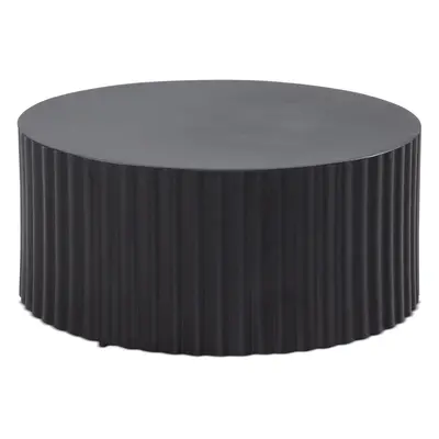 FineBuy Couchtisch 67x67x31 cm Metall Schwarz Sofatisch Rund, Design Wohnzimmertisch mit Wellen-