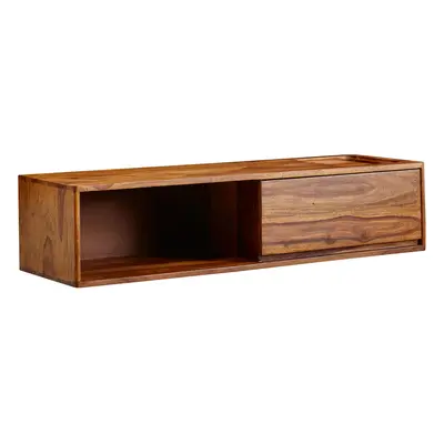 FineBuy Lowboard Hängend Sheesham Massivholz 108x25x34 cm TV-Schrank Braun, Design Fernsehtisch 