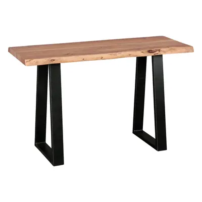 Massiver Konsolentisch GAYA 120 x 45 cm Akazie Massiv Holz Baumkante mit Metallbeinen, Schmaler 