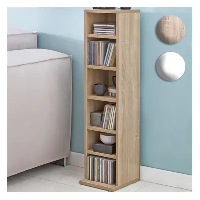 FineBuy CD-Regal Holz 21x90x20 cm Standregal Modern Bücherregal Schmal, CD Ständer Aufbewahrung 