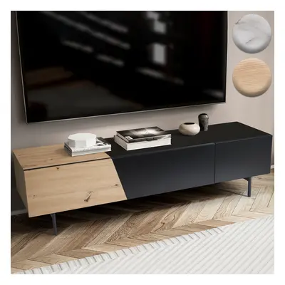 FineBuy Lowboard Schwarz 150x40x40 cm TV-Kommode, Design TV-Schrank Niedrig, Fernsehtisch Fernse