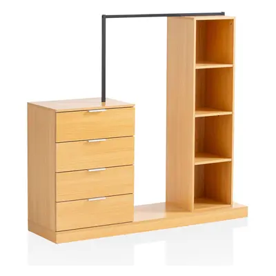 FineBuy Garderobe Eiche-Dekor 145x136x40 cm Flurgarderobe Modern, Kompaktgarderobe für Schuhe, J