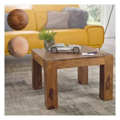 FineBuy Couchtisch 60 x 60 x 40 cm Holz Massiv, Massiver Wohnzimmertisch Quadratisch Braun, Beis